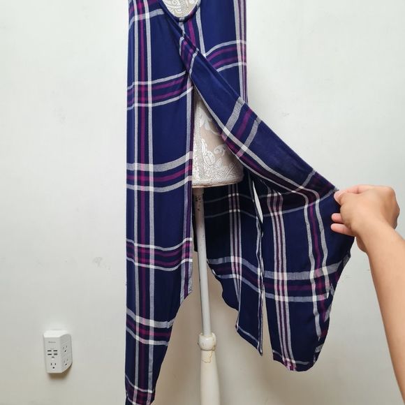 Rails Jordyn Button Down Sleeveless Long Top Shirt Navy White Orc Women's Size L - Picture 9 of 16